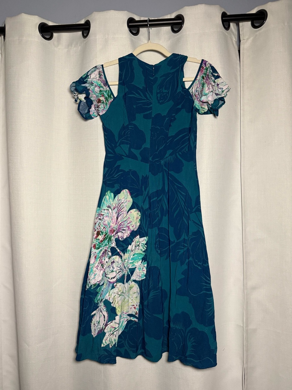 Maeve by Anthropologie Floral Elia Dress in Turquoise Size 2 - Picture 5 of 12